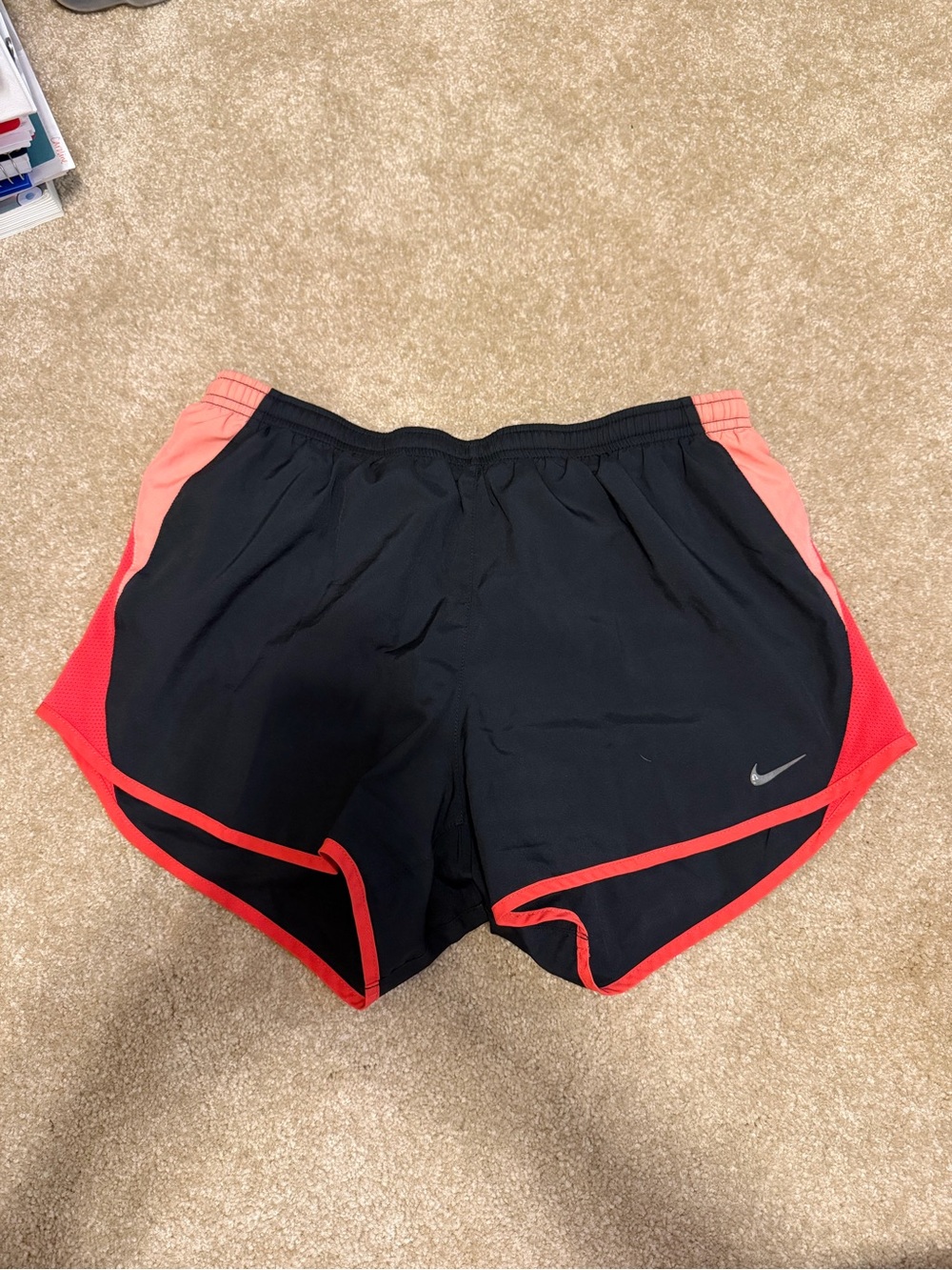 Nike Women's Black and Coral Running Shorts
